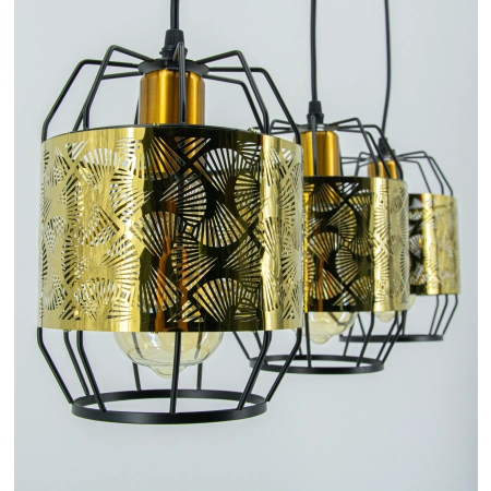 Lampa wisząca metalowa czarno-złota 3-punktowa 9317/3 z serii CENTO - Lampy Elem
